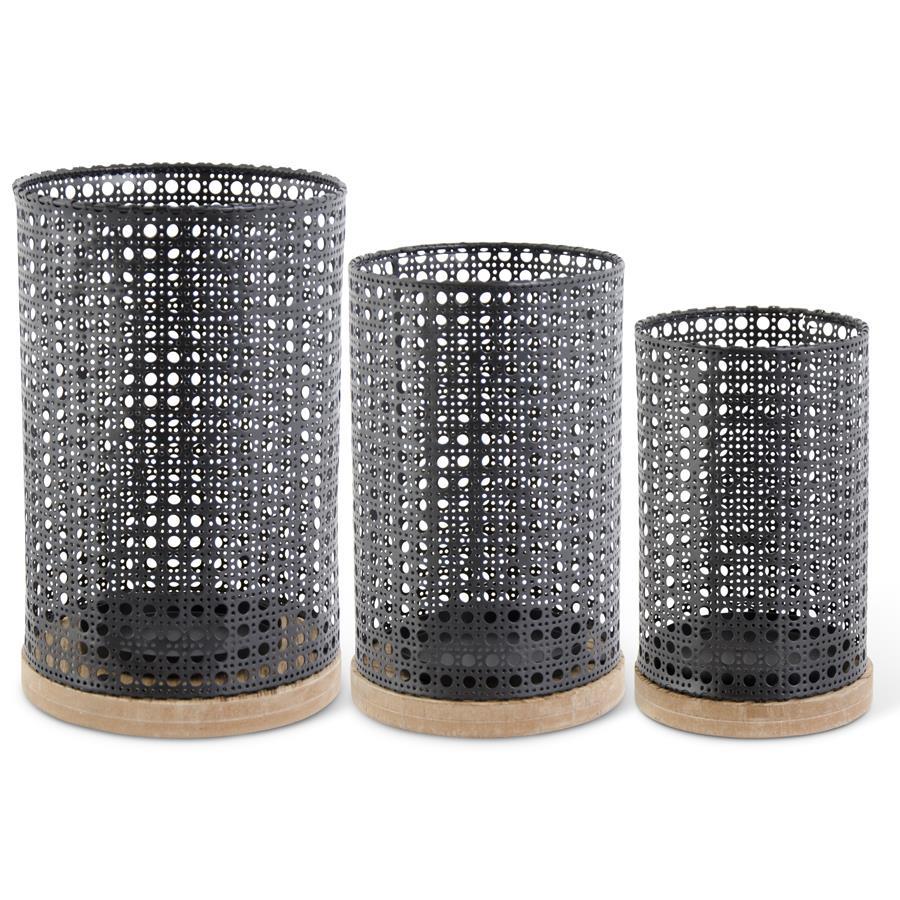LG DARK METAL HOLE PUNCHED W/ WOOD BASE