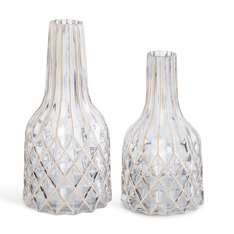 LG SMOKED GLASS W GOLD VASE