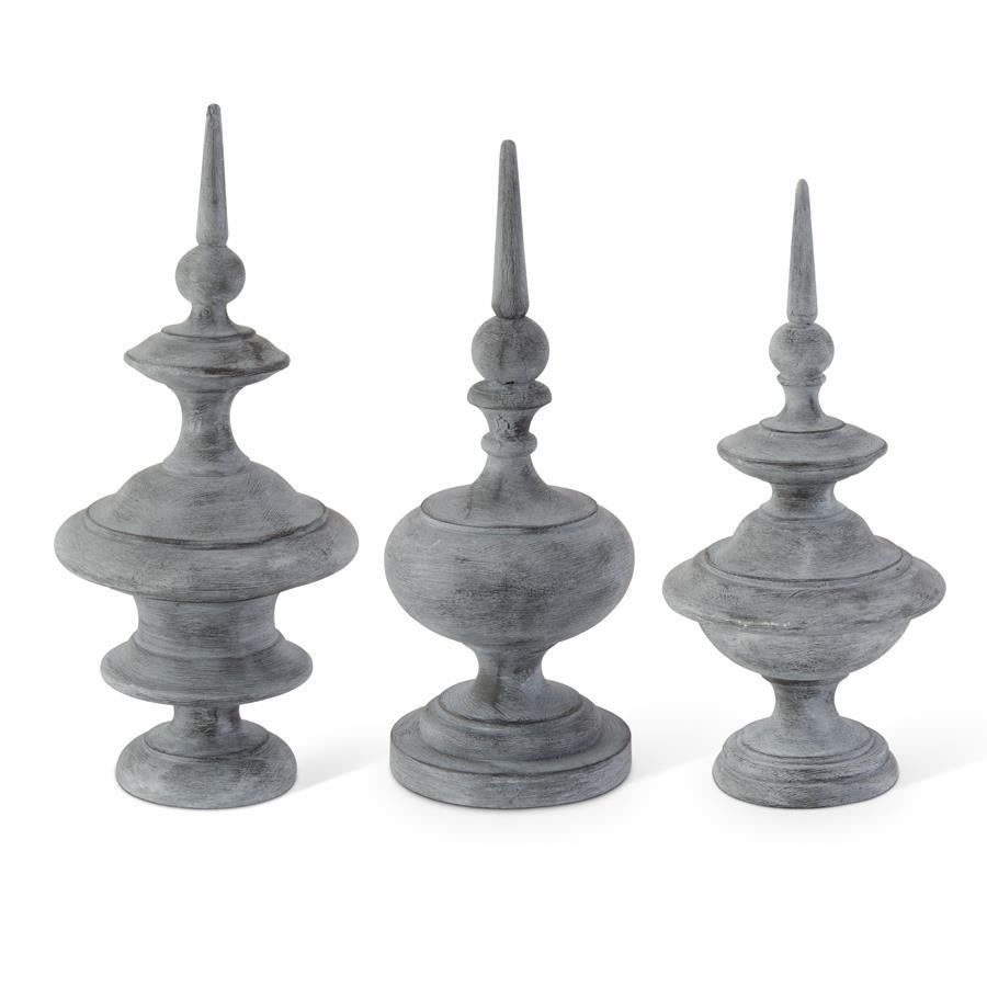 GRAY RESIN FINIALS LG