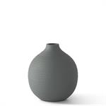 SMALL MATTE GRAY SHORT METAL VASE