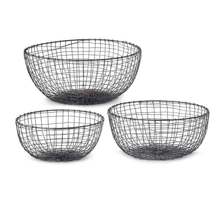 LG BLK METAL WOVEN BASKET