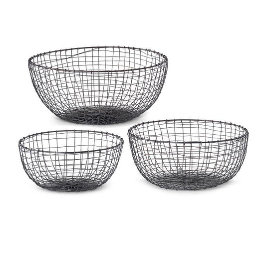SM BLK METAL WOVEN BASKET