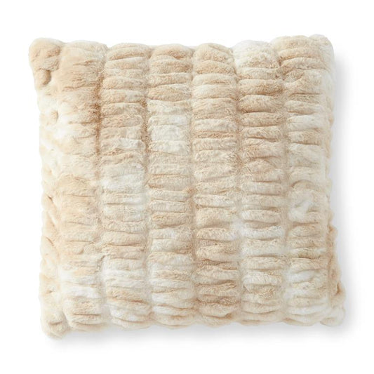 24"CRE&TAN FAUX FUR PILLOW