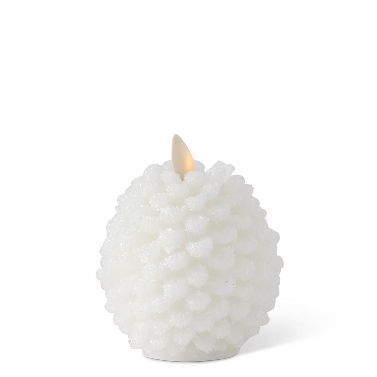 4.5" White Snowy Pinecone Luminara Candle