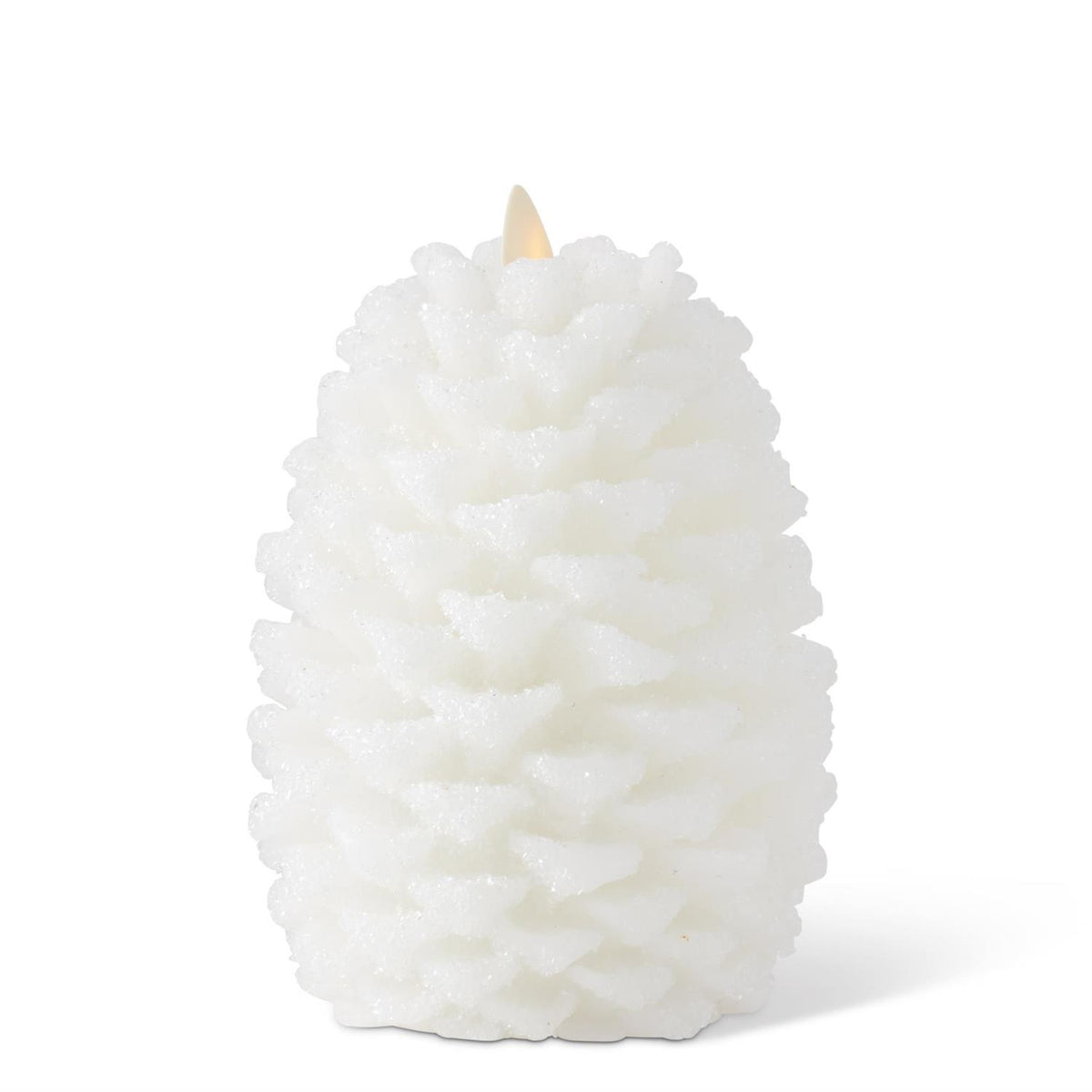 6.5" White Snowy Pinecone Luminara Candle