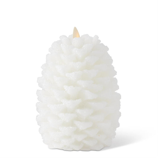 6.5" White Snowy Pinecone Luminara Candle