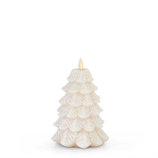 6.5"WHI SNOWY TREE WAX CANDLE