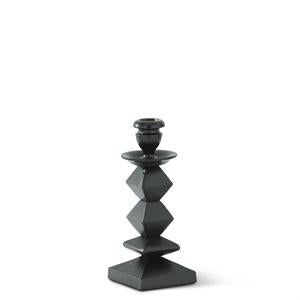 SM BLACK METAL STACKED PYRAMID CANDLE STICK