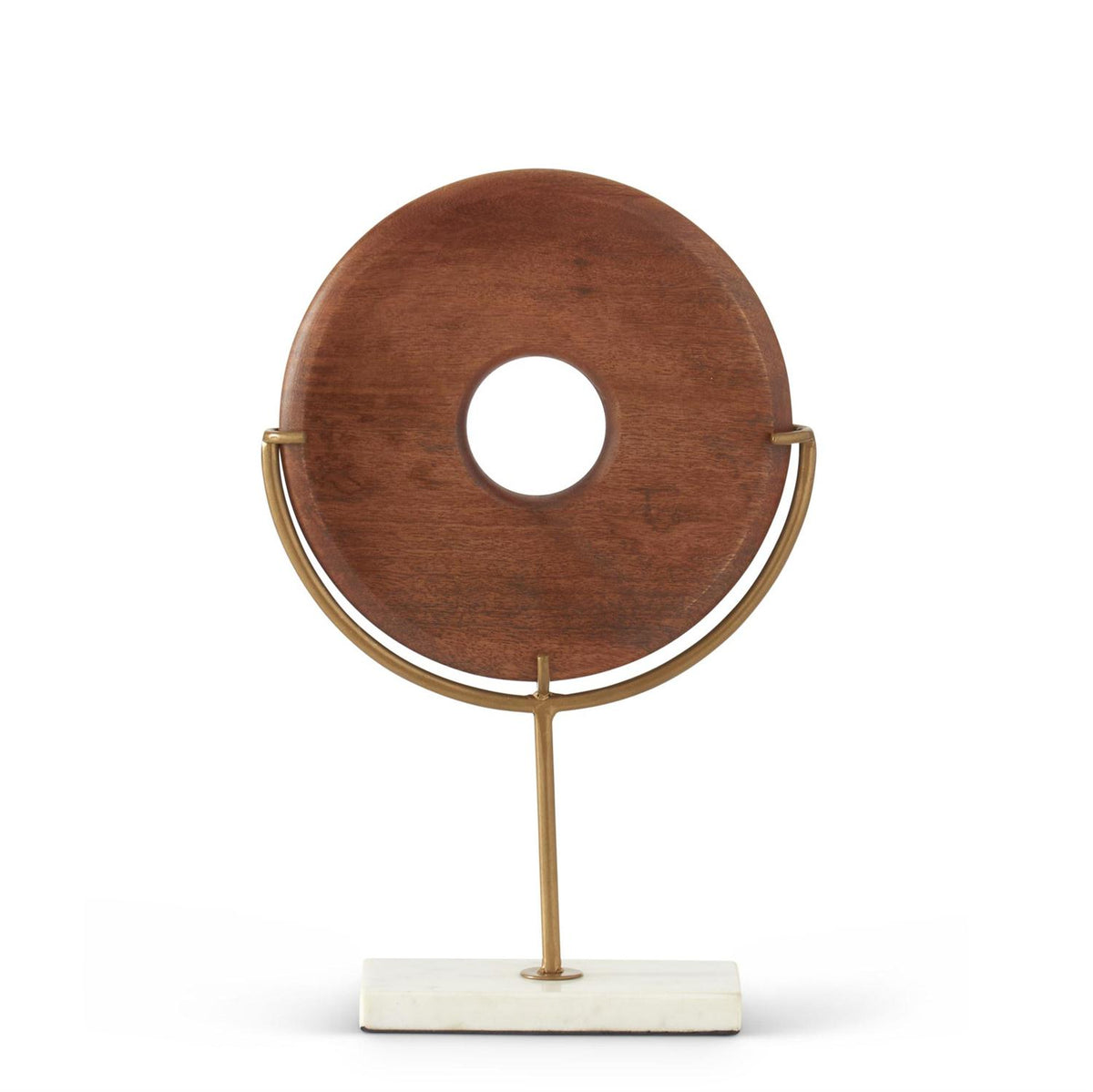 13.5"WOOD DISC ON MARBLE BASE