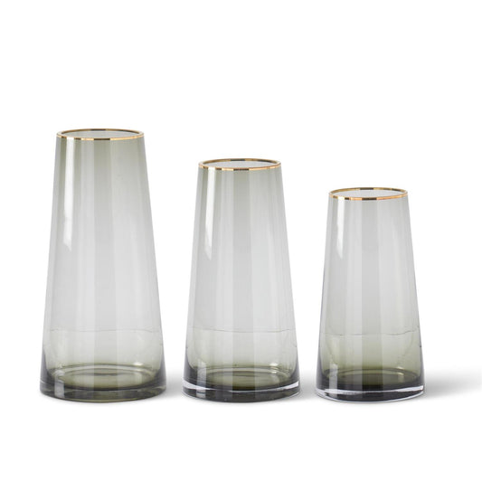 MD GOLD RIM SMOKED GREY VASE