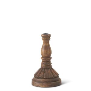 SM ANTIQUED WOOD CANDLEHOLDER