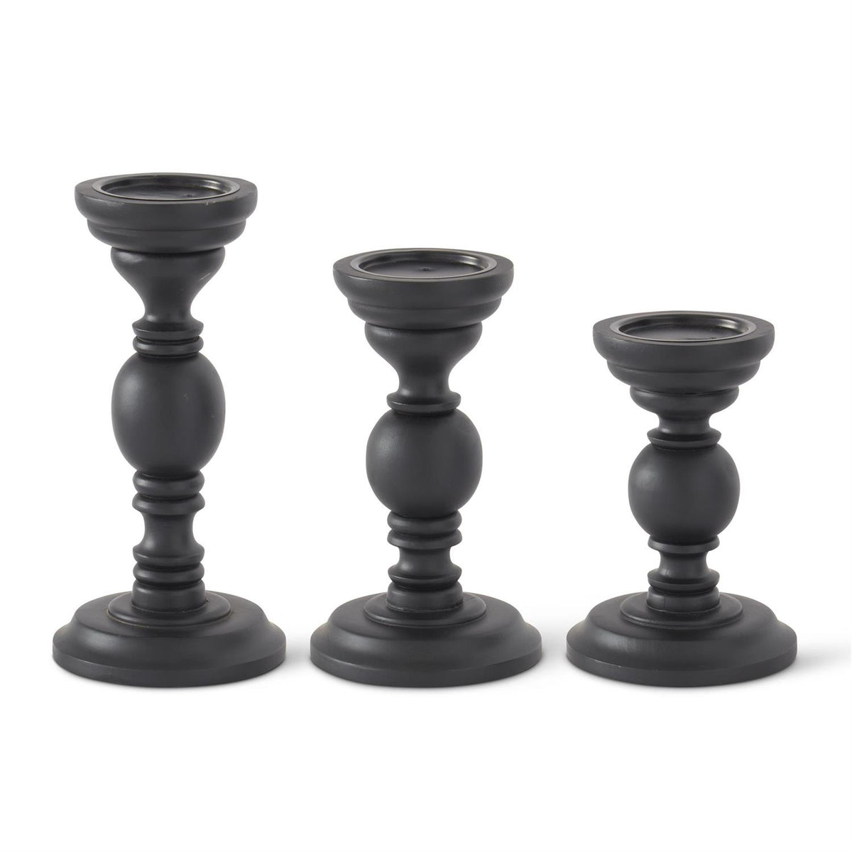 SM BLACK MANGO WOOD CANDLE HOLDER