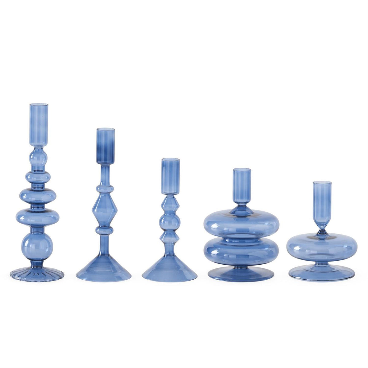 Xs- Handmade Blue Glass Modern Taper Holder