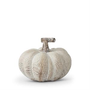 WHITEWASHED GRAIN RESIN PUMPKINS