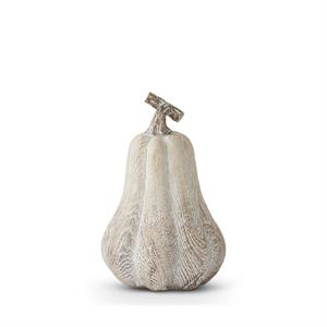WHITEWASHED GRAIN RESIN PUMPKINS