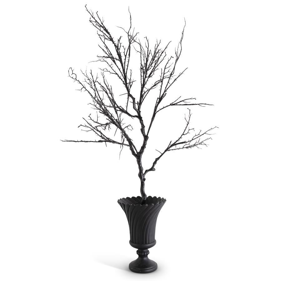 4.5FT BLACK GLITTER TREE IN POT