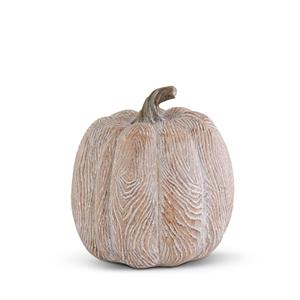 SMALL WHITEWASHED WOOD PUMPKIN