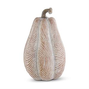 TALL WHITEWASHED WOOD PUMPKIN