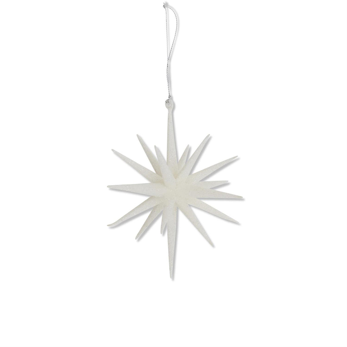 6"WH GLITTER STAR ORNAMENT