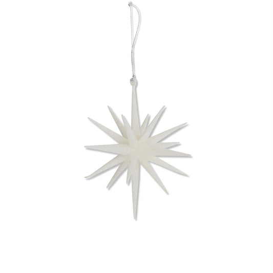 6"WH GLITTER STAR ORNAMENT