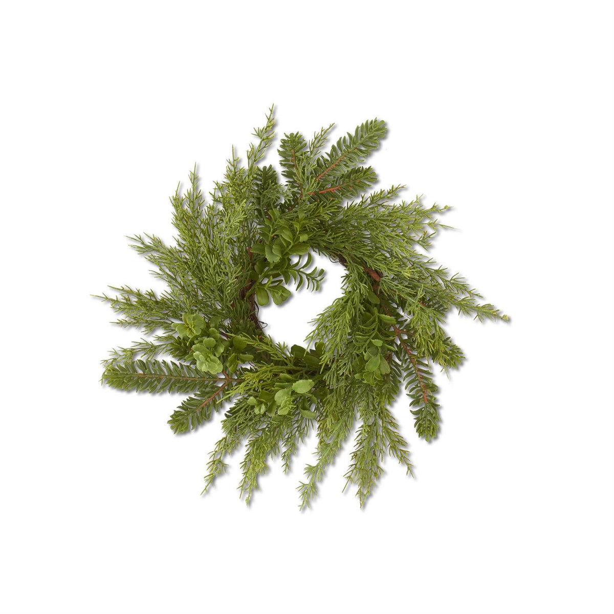 16"BOXWOOD&MIXED PINE CANDLE RING