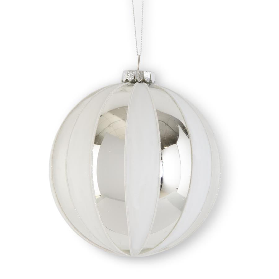 4.75" White & Silver Round Ornament