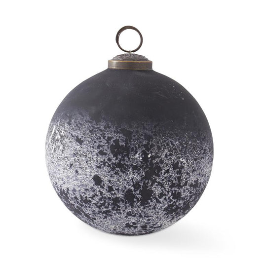 5"BLK HALF WHI GLASS ORNAMENT
