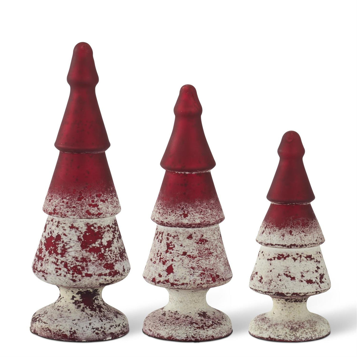 LG RED HALF WHI GLASS TREE