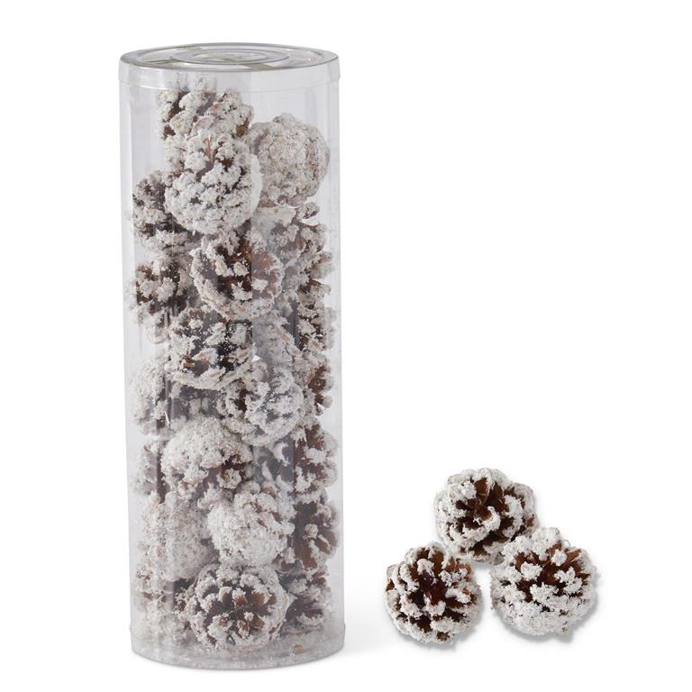 CYLINDER OF SHORT GLITTER PINECONES