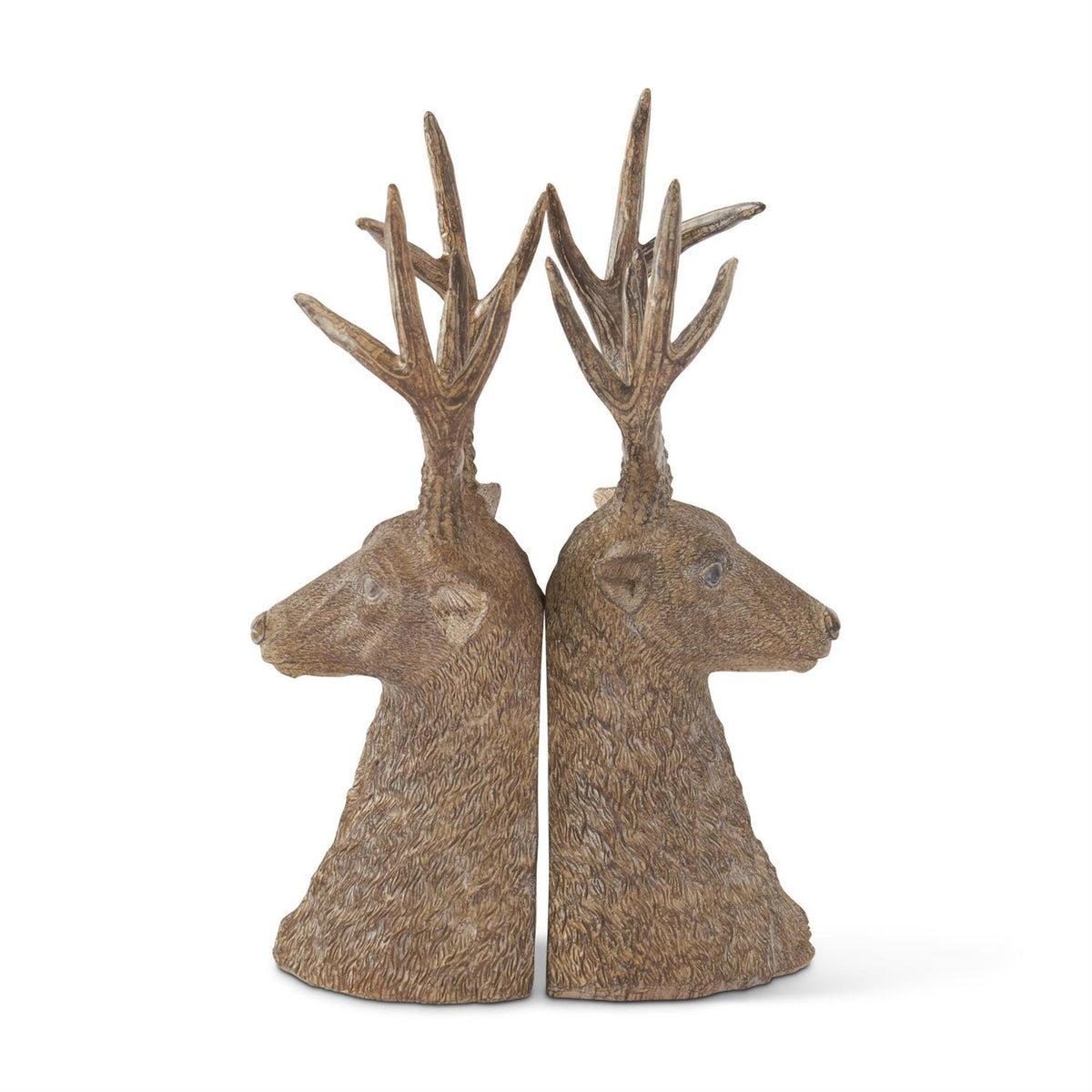 11.75"TAN DEER BUST BOOKENDS