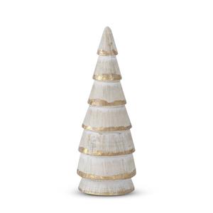 LG WHITE&GOLD GILDED WOOD TREE