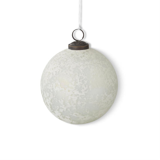 5"WHI FROSTED GLASS ORNAMENT