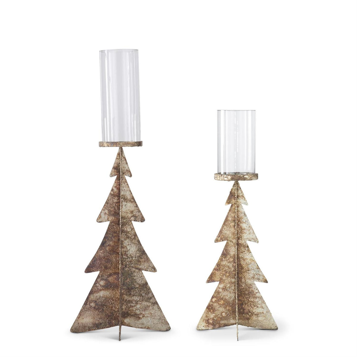 SM - Gold Burnt Metal Tree Candle Holder