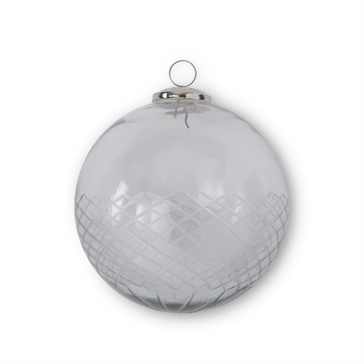 6"CLEAR ROUND HALF ETCHED ORNAMENT