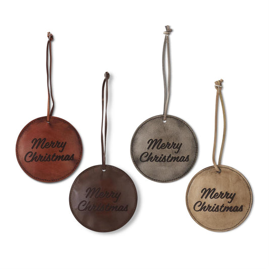 4"ROUND LEATHER ORNAMENTS