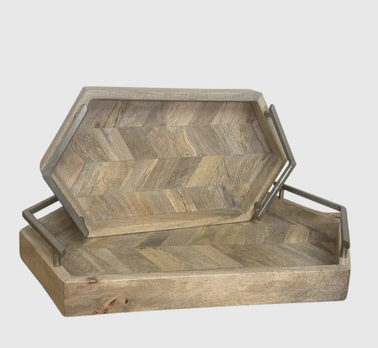 Lg Grey wood Serving Tray