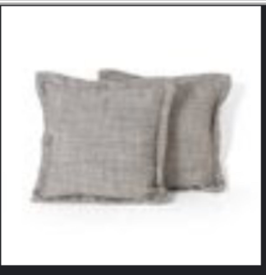 Grey Pillow w/ Leather Bows