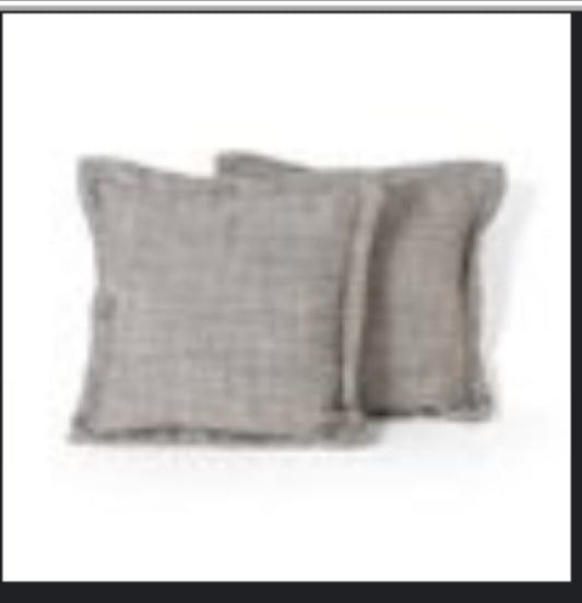 Grey Pillow w/ Leather Bows
