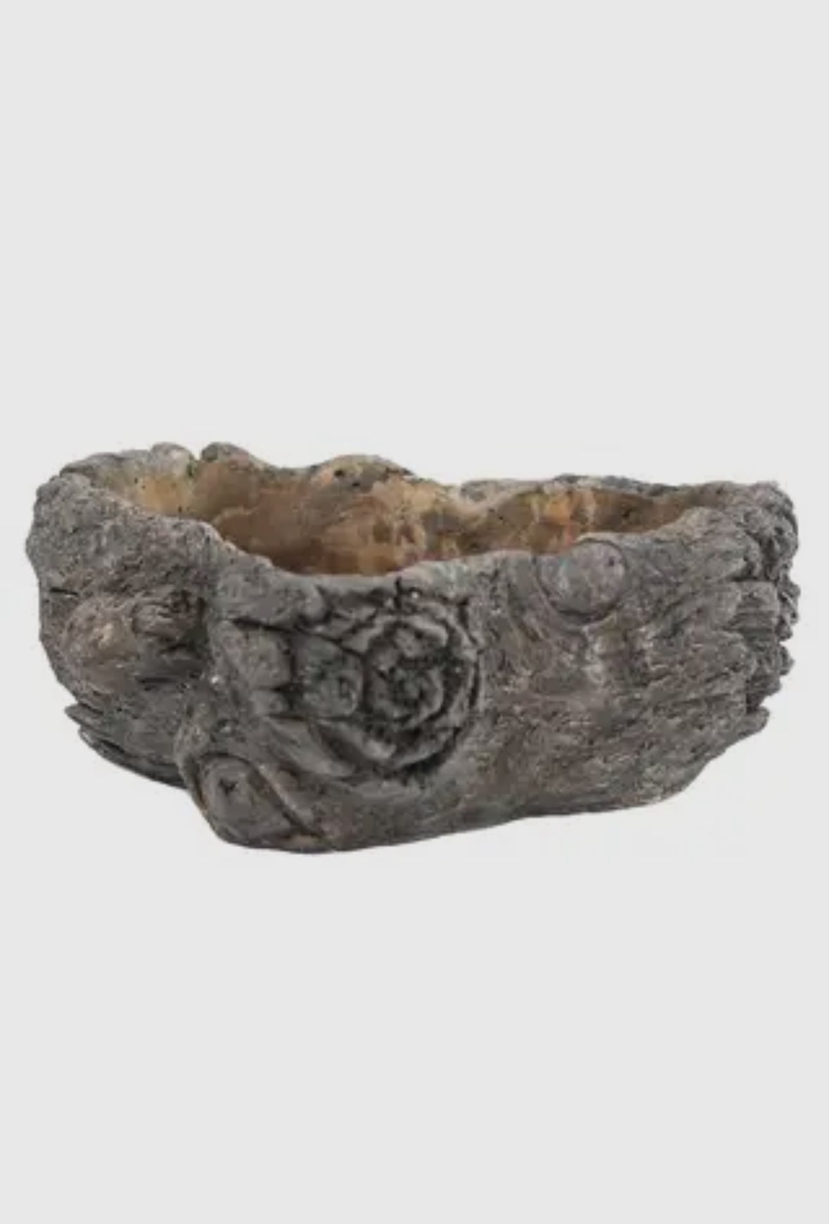 Cement Burled Bark Planter - Large