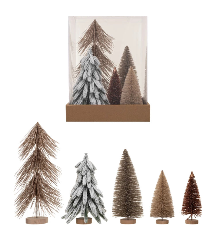 SISAL WOOD BASE TREES SET OF 5