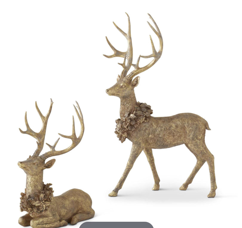 STANDING GOLD RESIN DEER