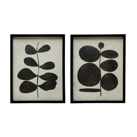 Wood Framed Glass Wall Decor