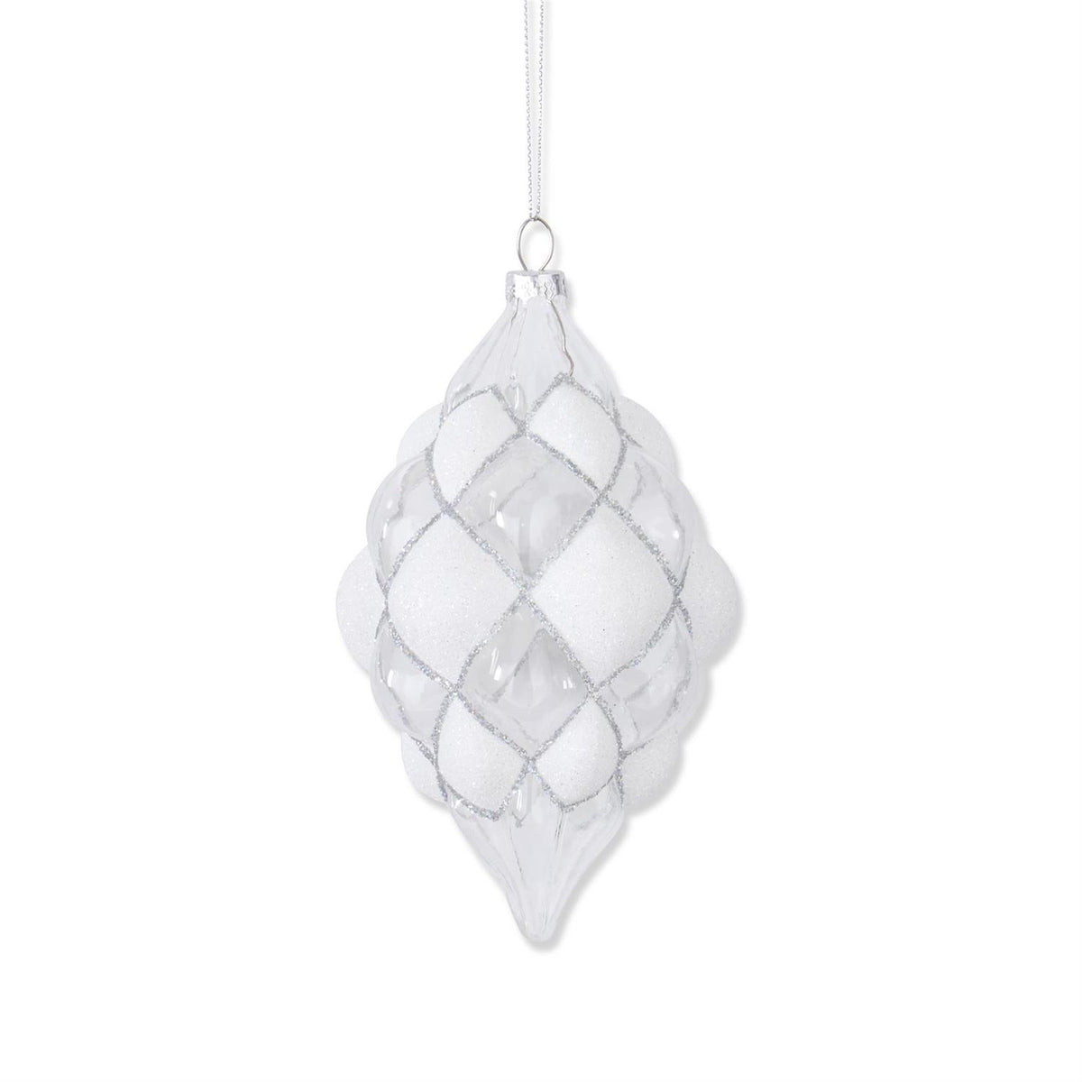 6” BEADED WHITE ORNAMENT