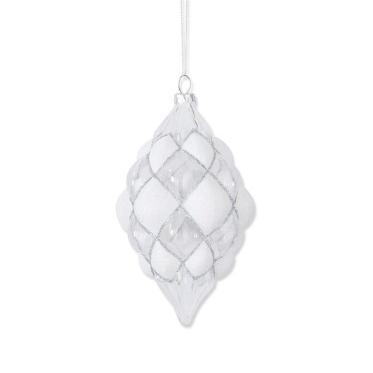 6” BEADED WHITE ORNAMENT