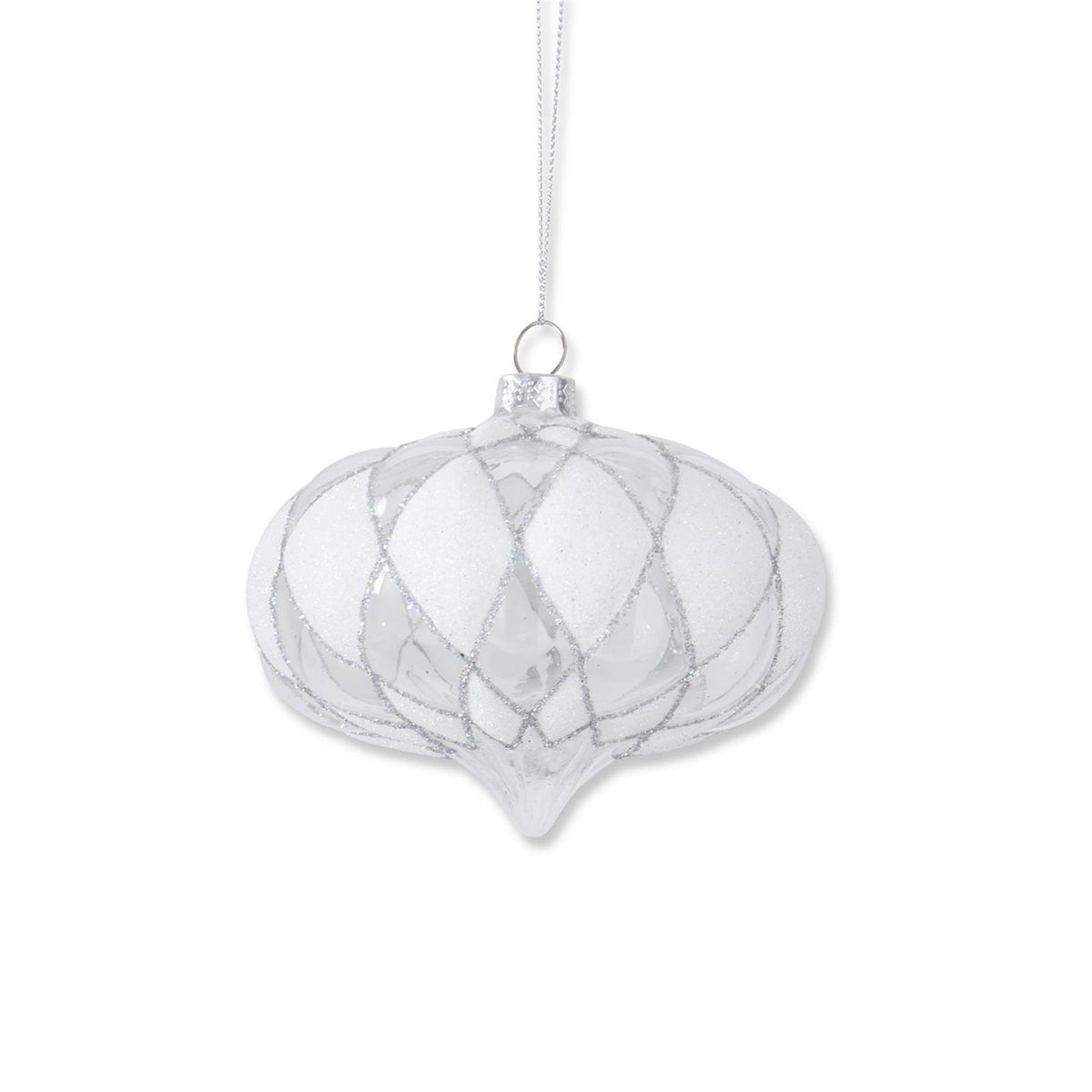 4” ONION WHITE BEADED ORNAMENT