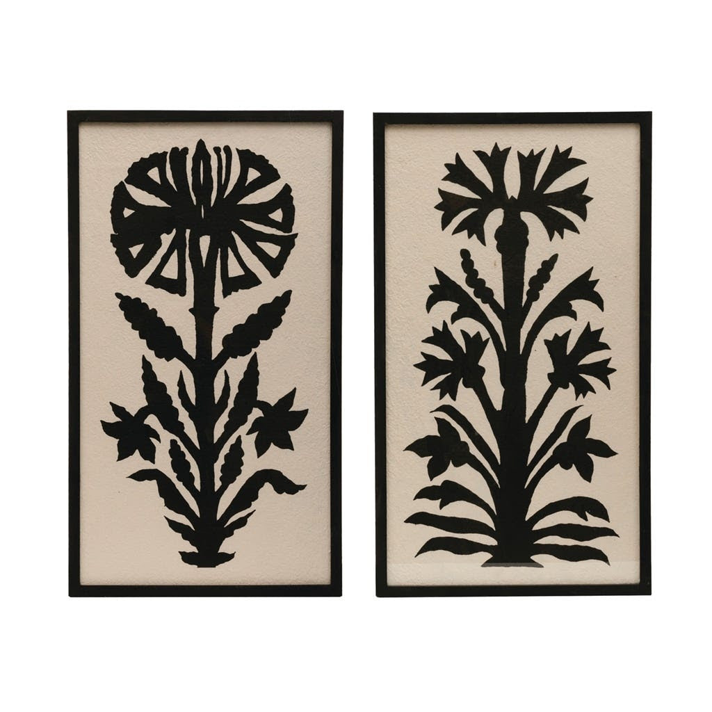 31" Wall Art Black Flower Decor
