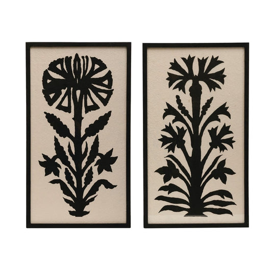 31" Wall Art Black Flower Decor
