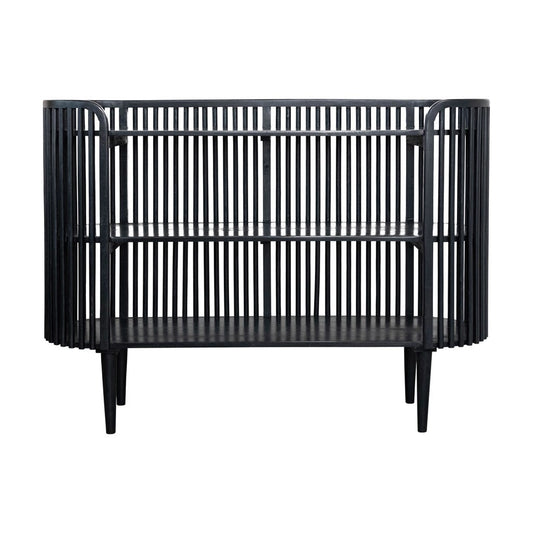 60" Mango Wood Slatted Console Table - Black
