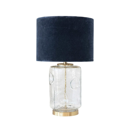 Table Lamp - Blown Glass w/ Navy velvet shade
