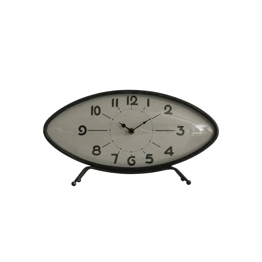 14" Mantle Clock Black Metal